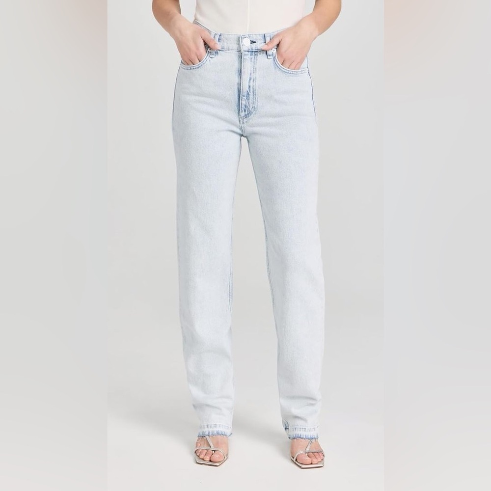 NWOT rag & bone Harlow Midrise Straight Jeans - raw hem light Raquel wash 28
